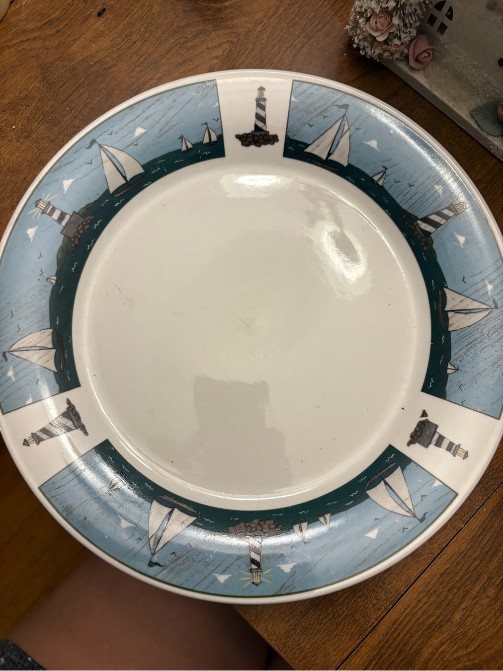 Oneida Coastal Sailboat Dinner Plate - Blue & Teal